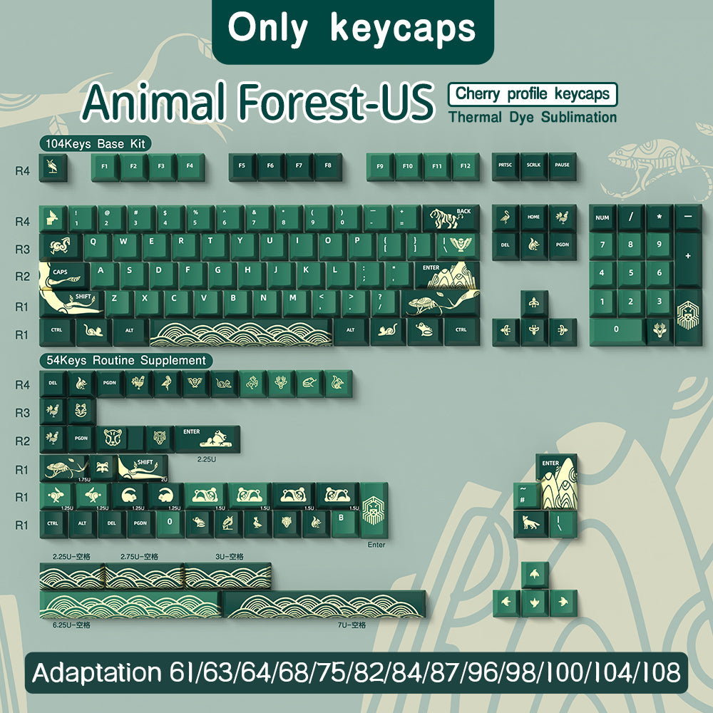 Animal Forest keycap set 158 keys US English