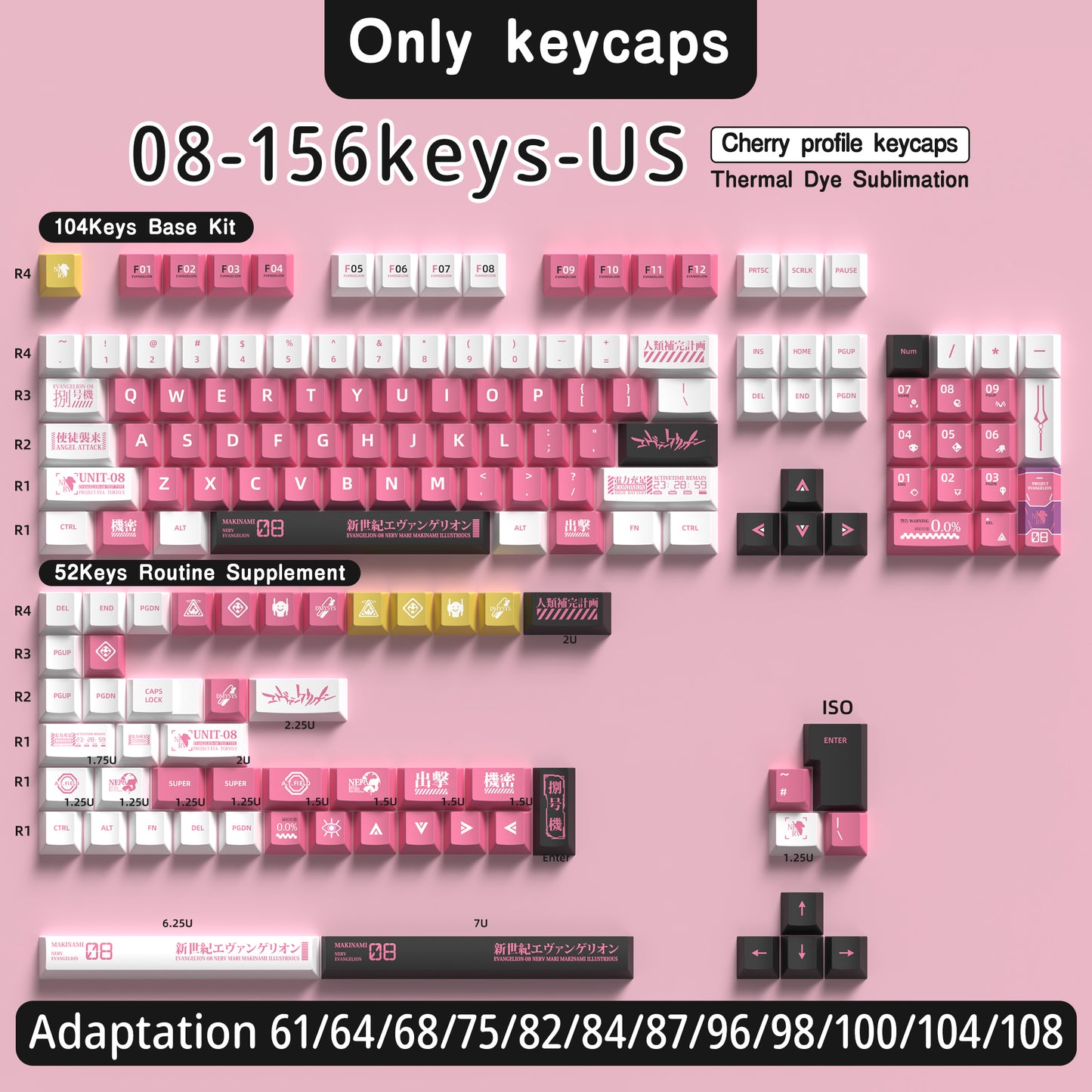 EVA 08 keycap set 156 keys US English