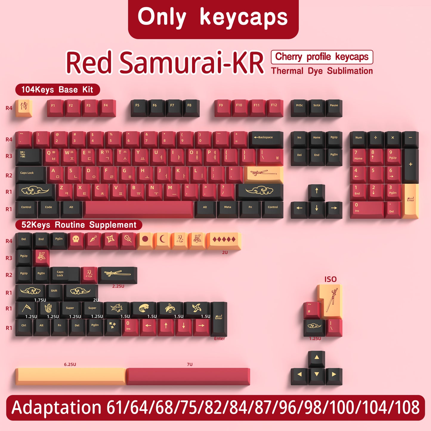 Red Samurai PBT Cherry Keycap Set