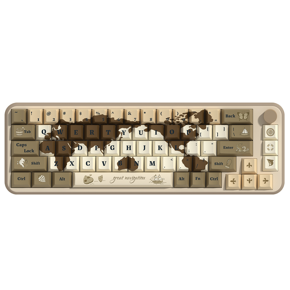 Seek the Old World PBT Cherry Retro Coffee Keycap Set