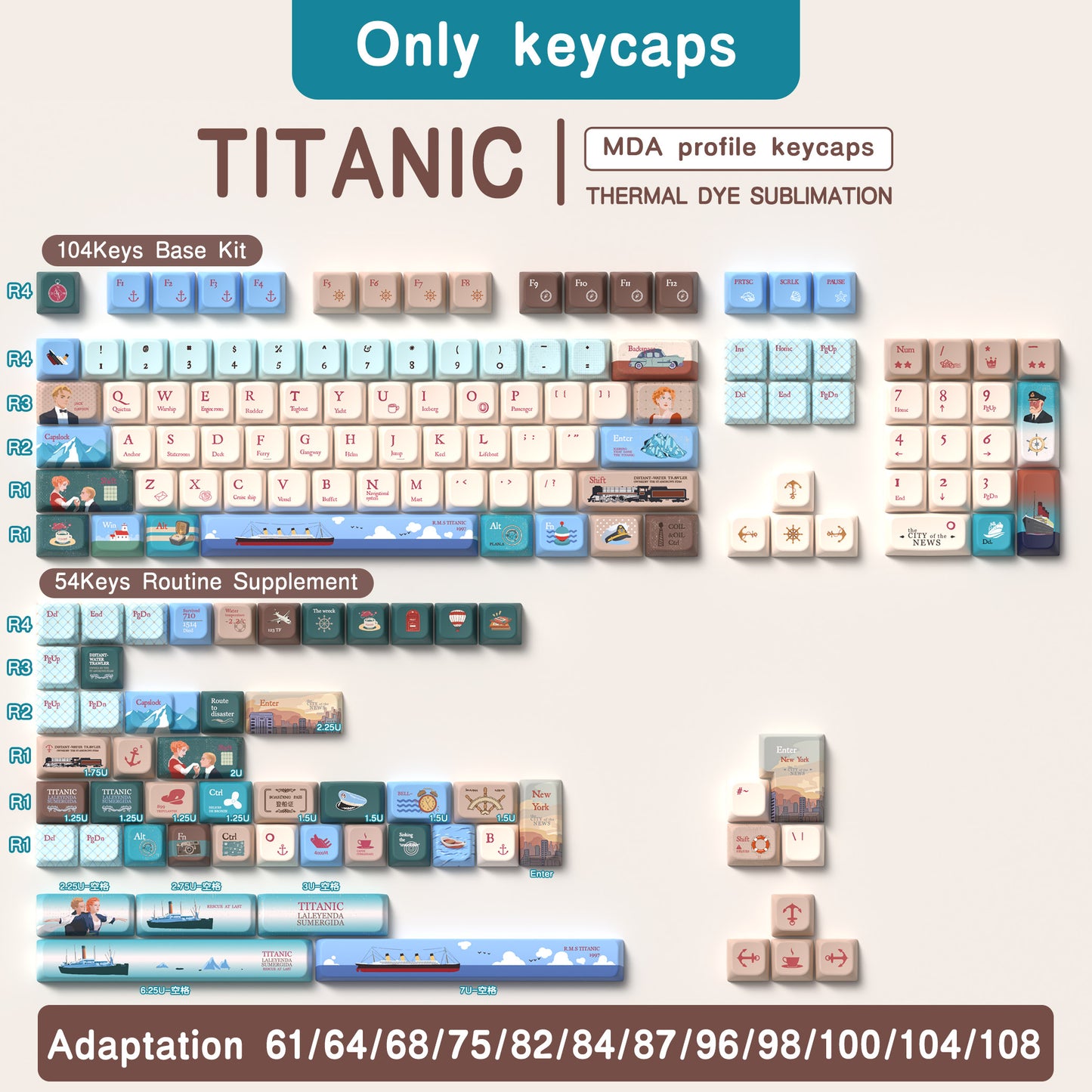 Titanic keycap set 158 keys English
