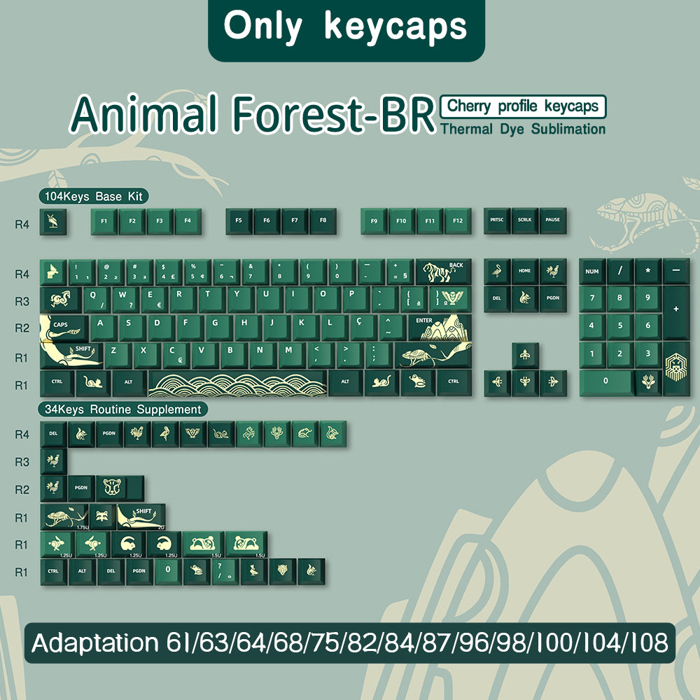 Animal Forest keycap set 138 keys Brazilian Portuguese