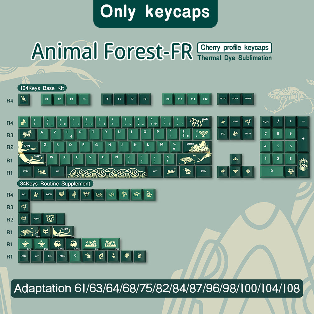 Animal Forest keycap set 138 keys French