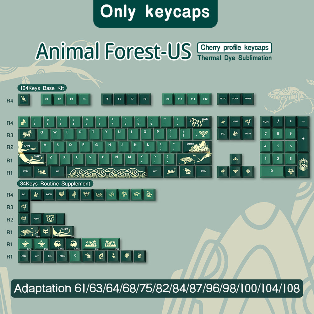 Animal Forest keycap set 138 keys US English