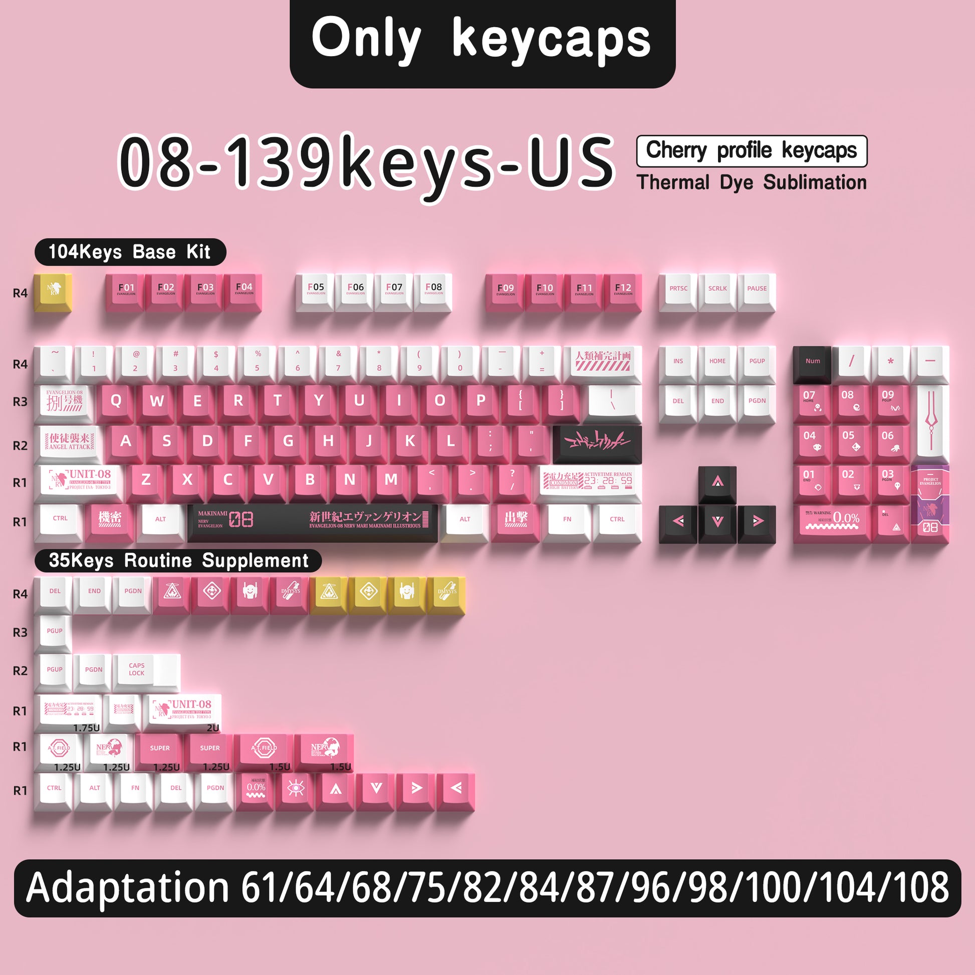 EVA 08 keycap set 139 keys US English