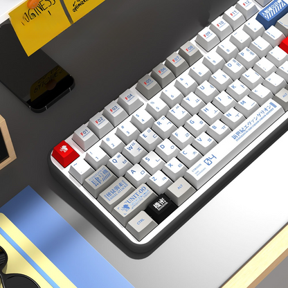 EVA Unit 04 PBT Retro Anime Style Cherry Profile White Keycap Set