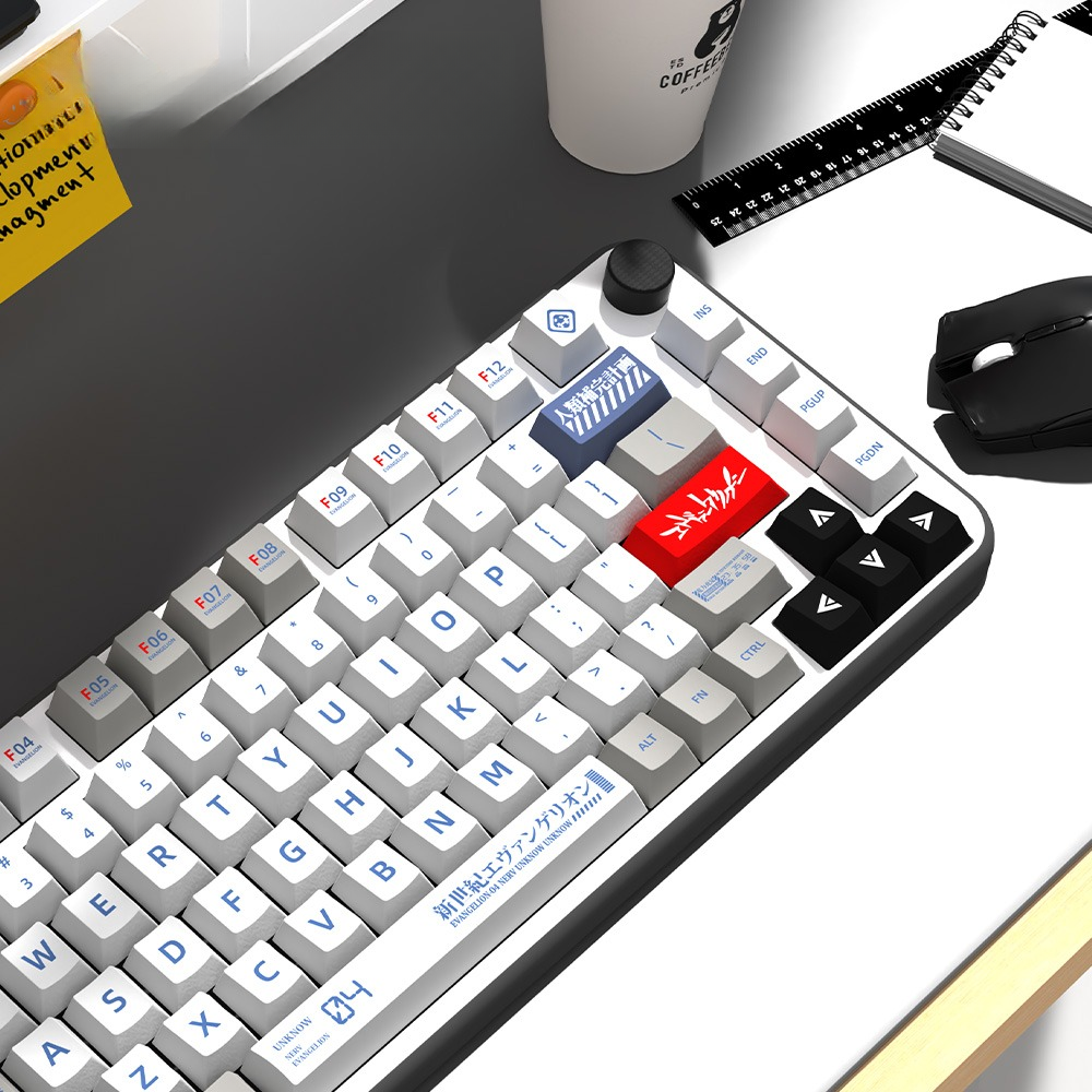 EVA Unit 04 PBT Retro Anime Style Cherry Profile White Keycap Set