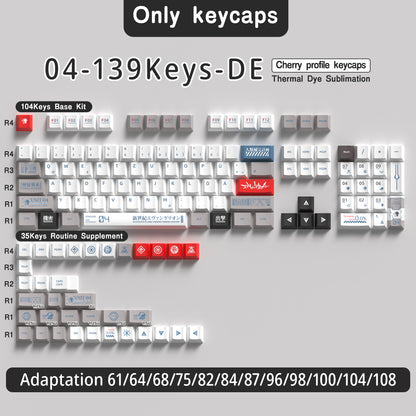 EVA Unit 04 PBT Retro Anime Style Cherry Profile White Keycap Set