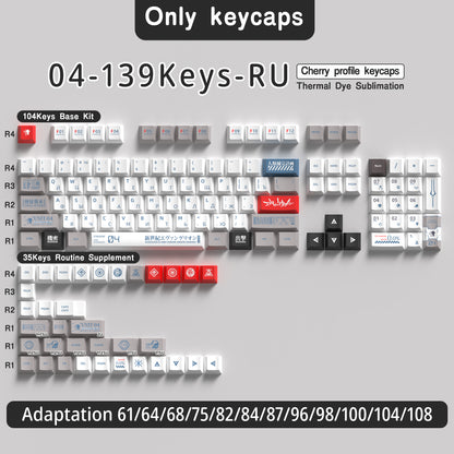 EVA Unit 04 PBT Retro Anime Style Cherry Profile White Keycap Set