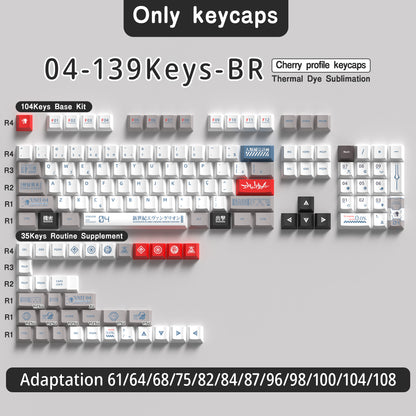 EVA Unit 04 PBT Retro Anime Style Cherry Profile White Keycap Set