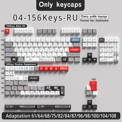 EVA Unit 04 PBT Retro Anime Style Cherry Profile White Keycap Set