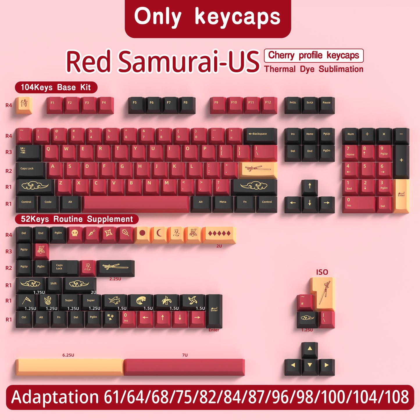 Red Samurai PBT Cherry Keycap Set